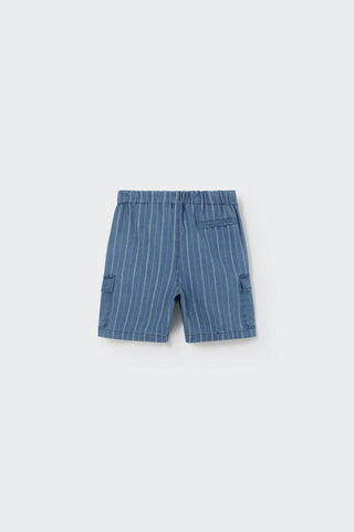 Cozmo - Kid's Leon Striped Denim Bermuda