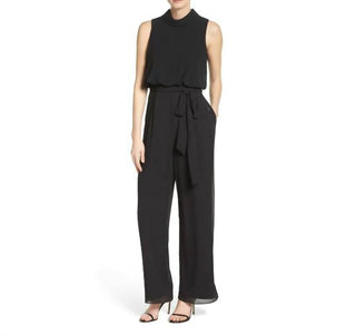 Vince Camuto - Roll Collar Mock Neck Blouson Chiffon Jumpsuit