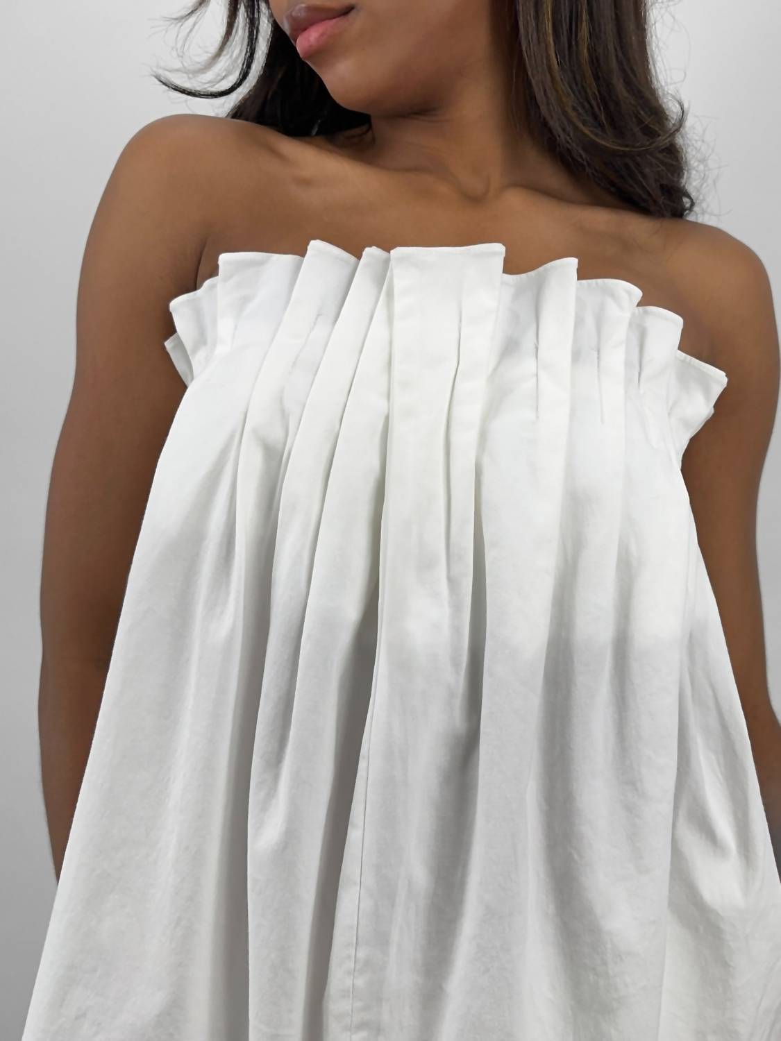 Blue Blush - Pleated Drape Strapless Top
