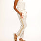 Paparazzi - Linen Blend Embroidered Wide Leg Pant