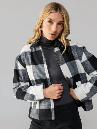 Sanctuary - Cropped Boy Shirt Zip Up Jacket