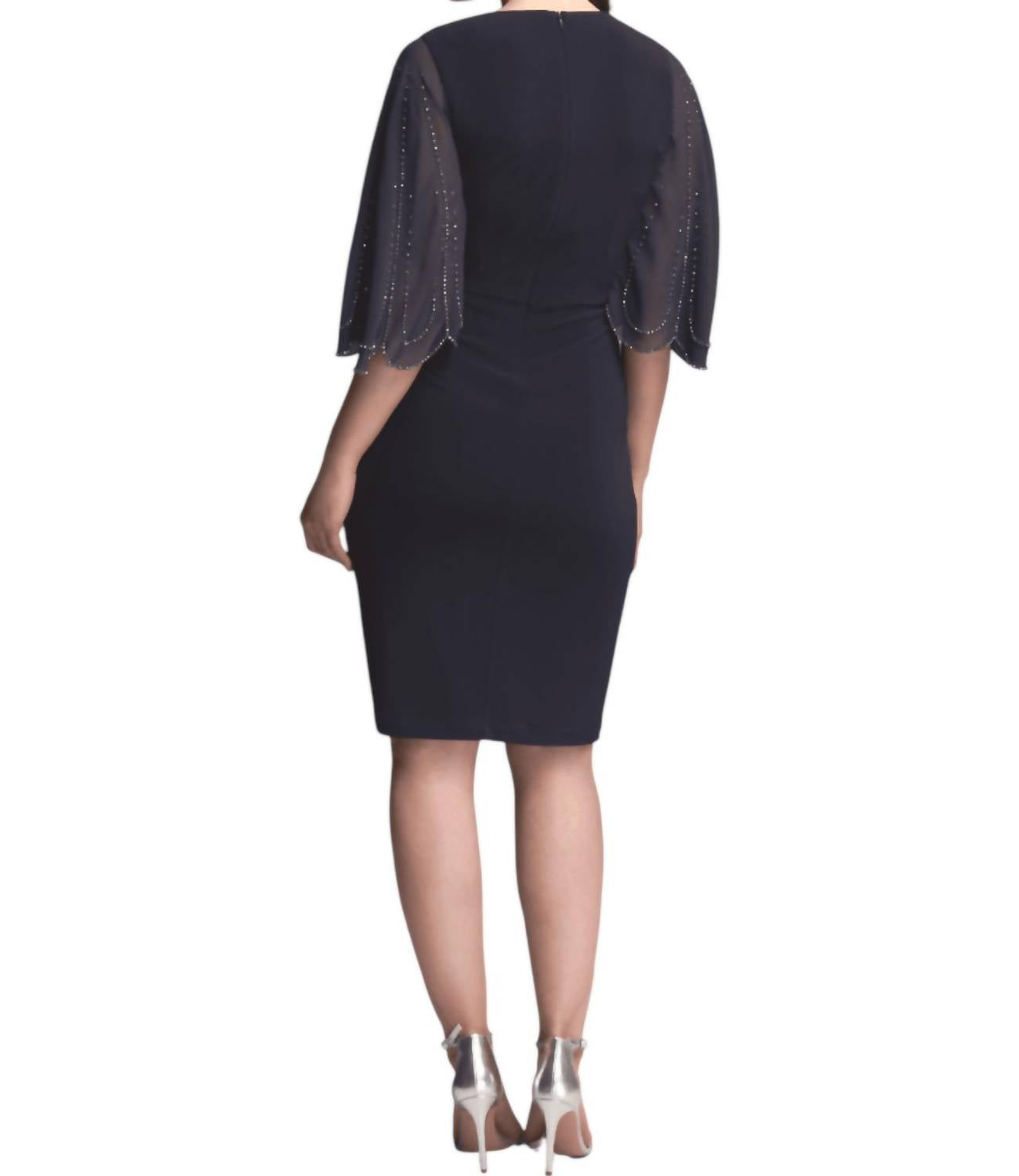 Joseph Ribkoff - Dress With Sheer Rhinestone Beaded Sleeves