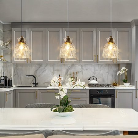Elisie Modern Glam Pendant Light 1Light Waterfall Glass Hammered Dome Kitchen Island Lighting Dining Room