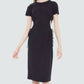 Black Tape - Drawstring Cutout Midi Dress