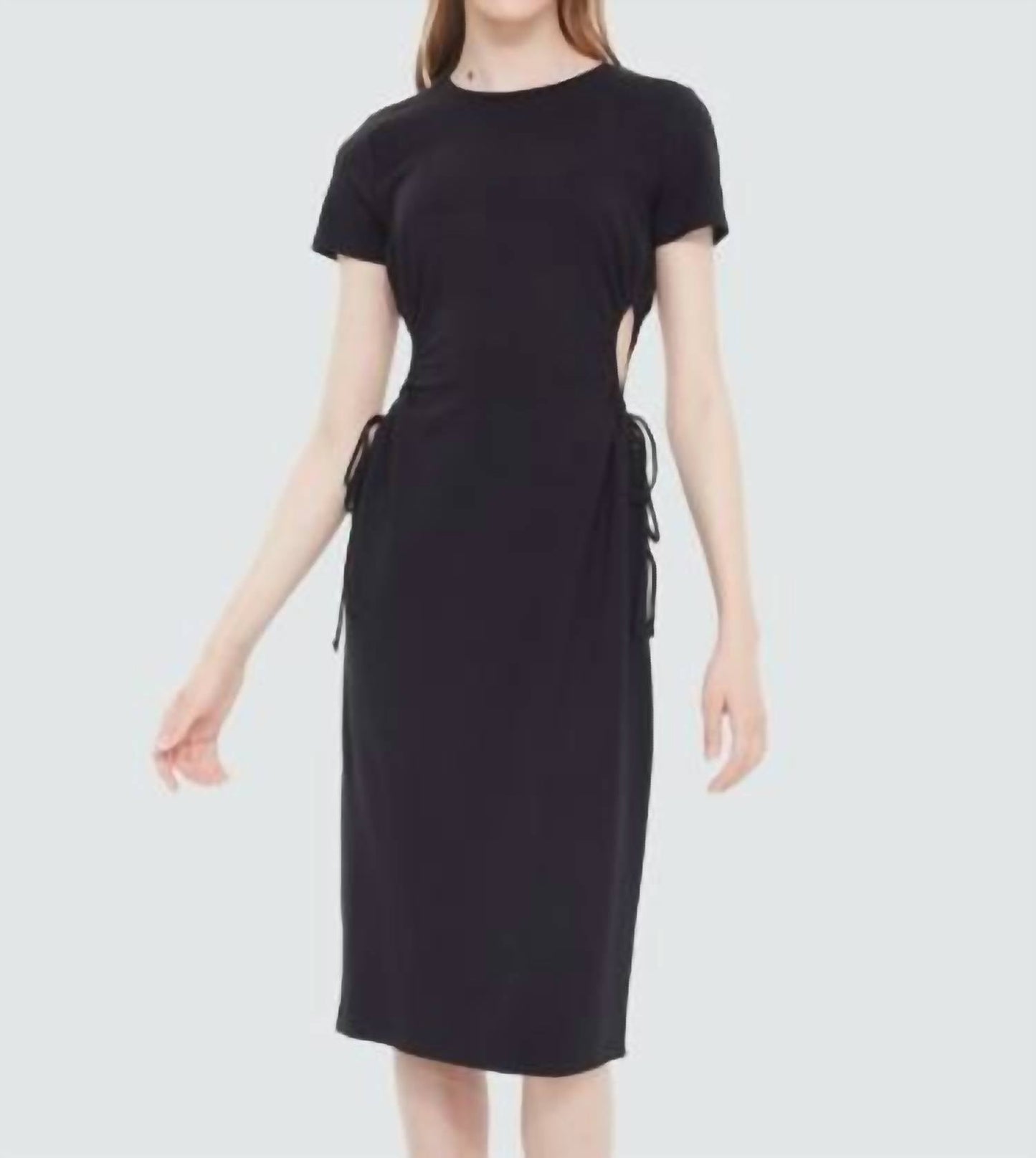 Black Tape - Drawstring Cutout Midi Dress
