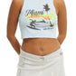 BDG Urban Outfitters Miami Crop Graphic Tank in Blue, Size Large