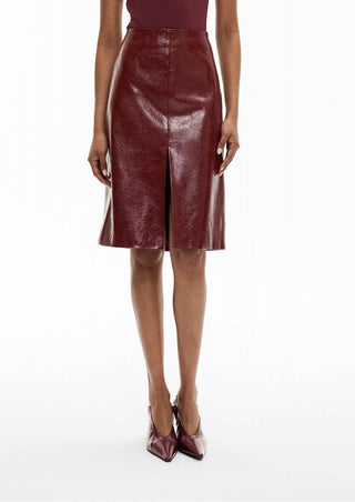 David Lerner - Leather Split Front Pencil Skirt