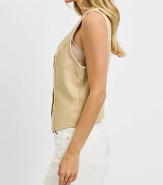 Risen - Full Size V Neck Button Down Vest Plus Size