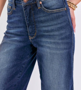 Judy Blue - Mid Rise Tummy Control Crop Wide Leg Jeans