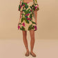 Farm Rio - Anthurium Leaves Short Sleeve Square Neck Dress