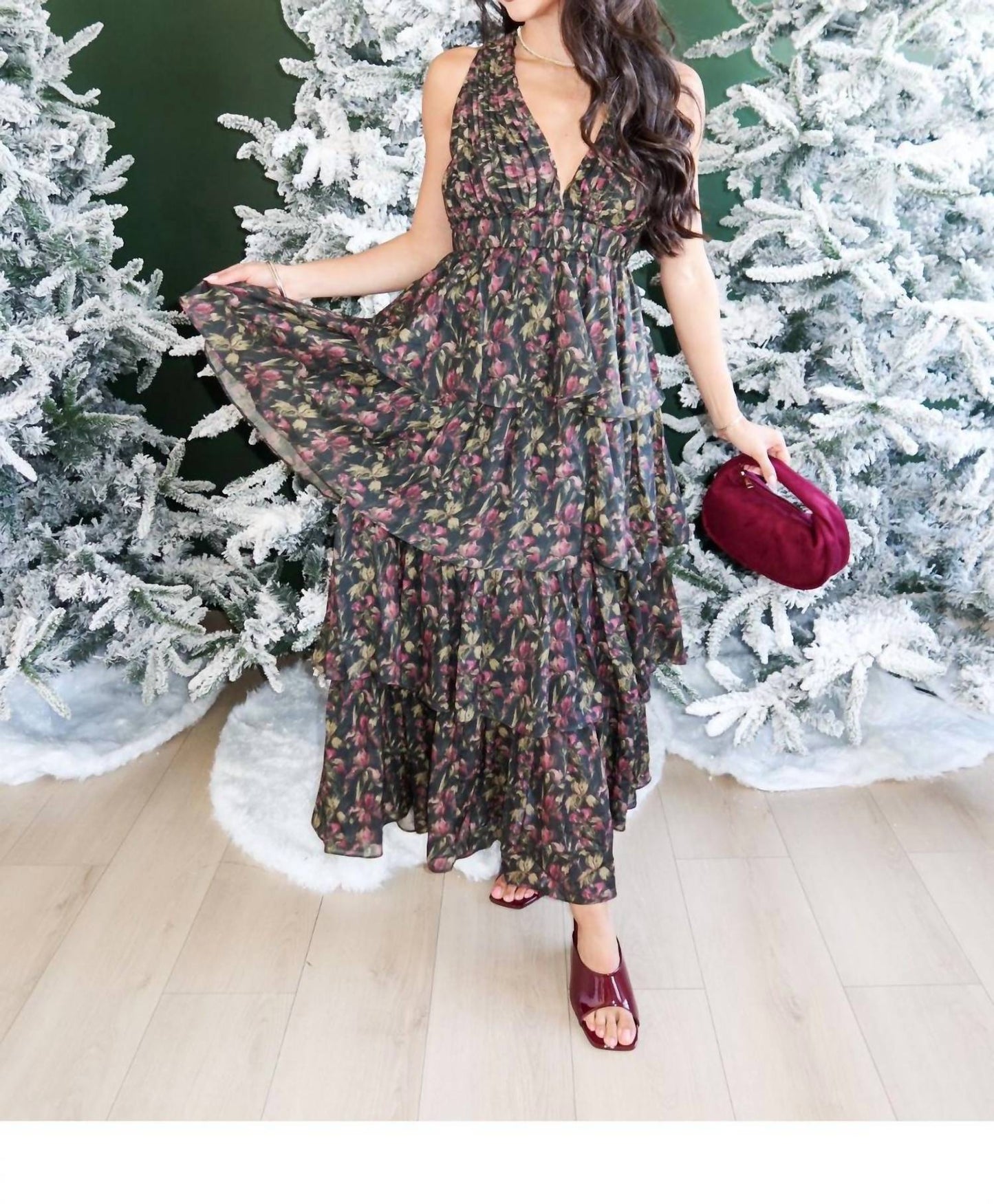 2.7 August Apparel - Flora & Noir Maxi Dress