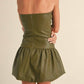 Klesis - Faux Leather Chevron Drop Waist Mini Dress