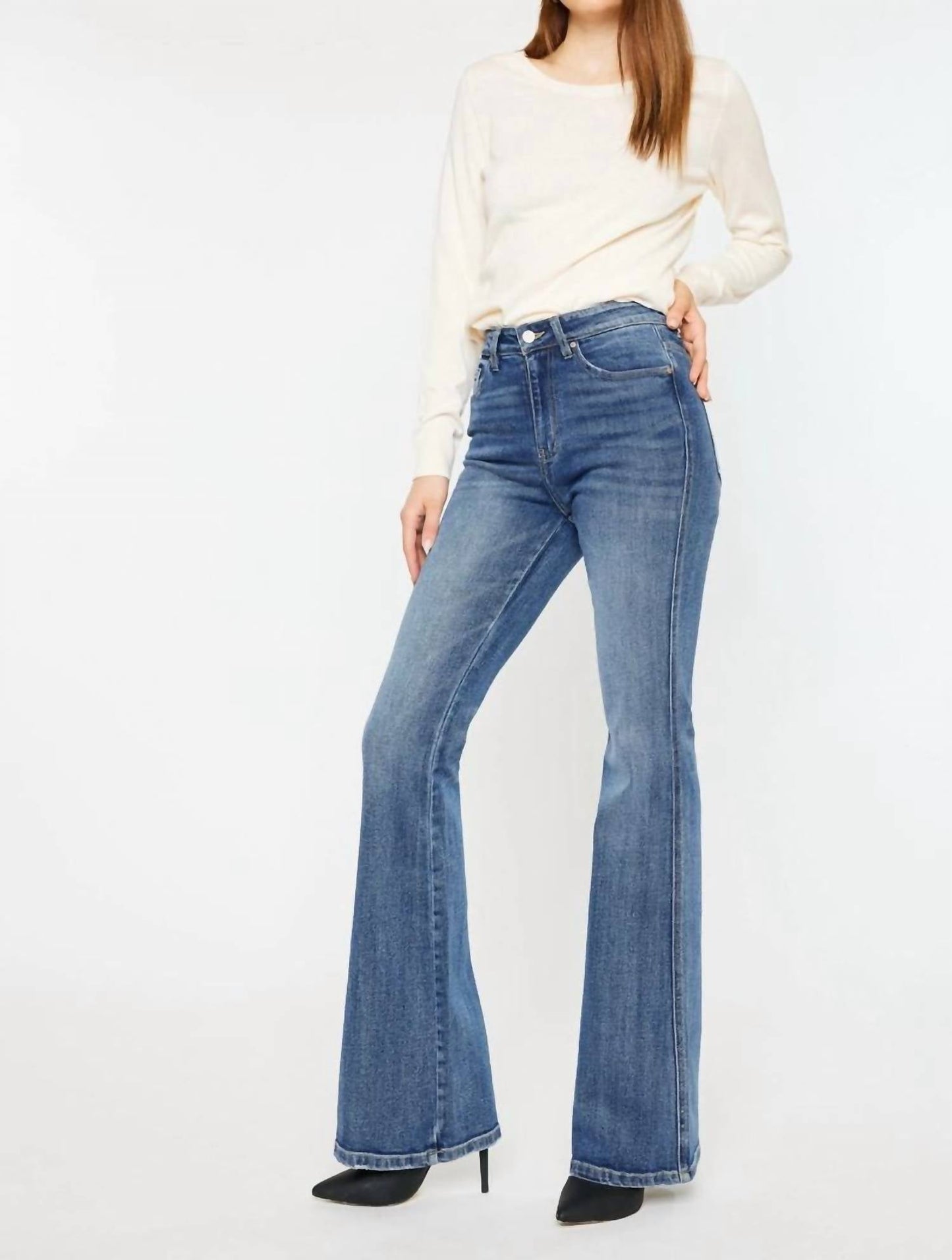 Kancan - High Rise Clean Hem Flare Jeans
