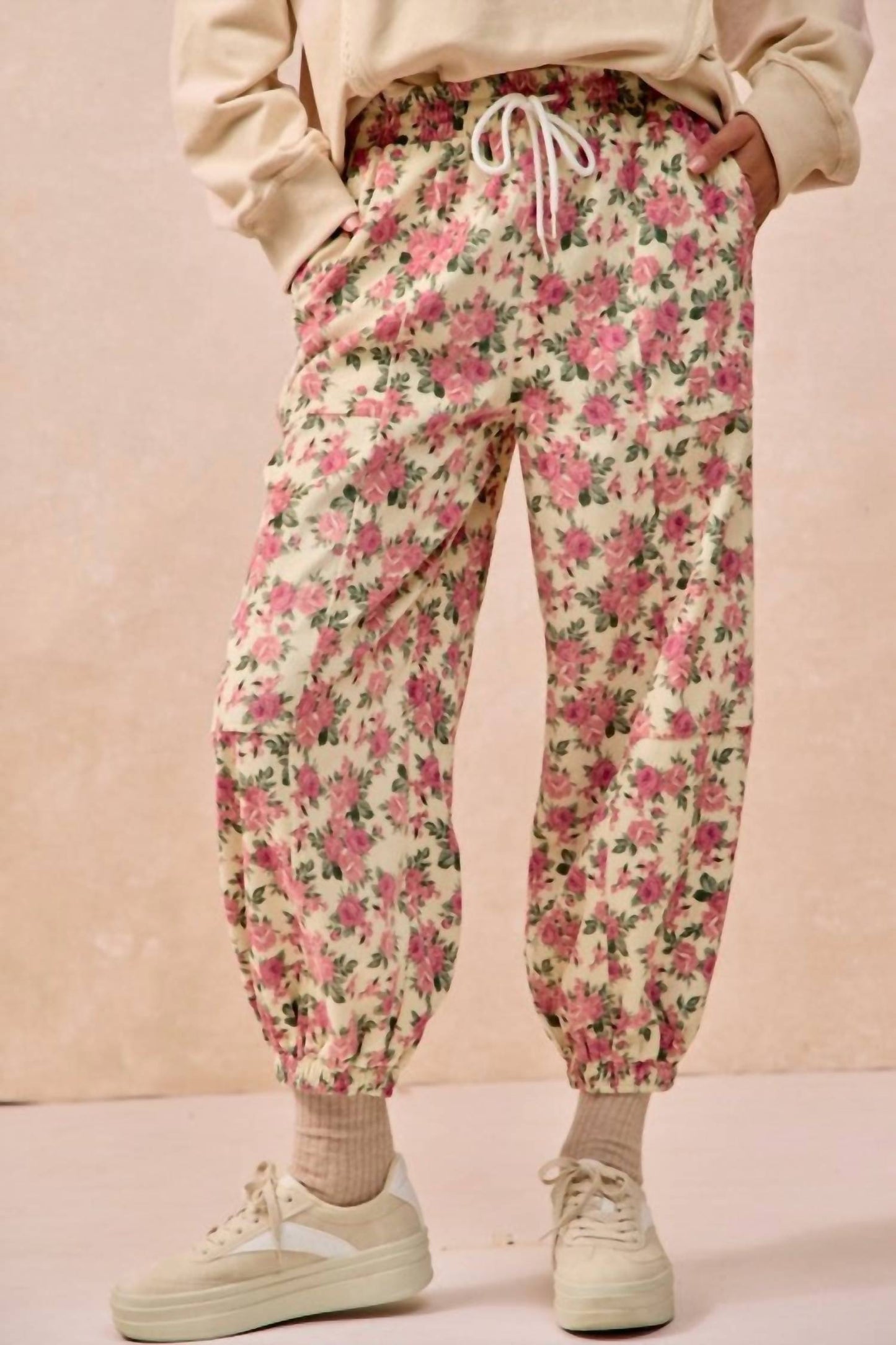Bibi - Floral Printed Twill Pants