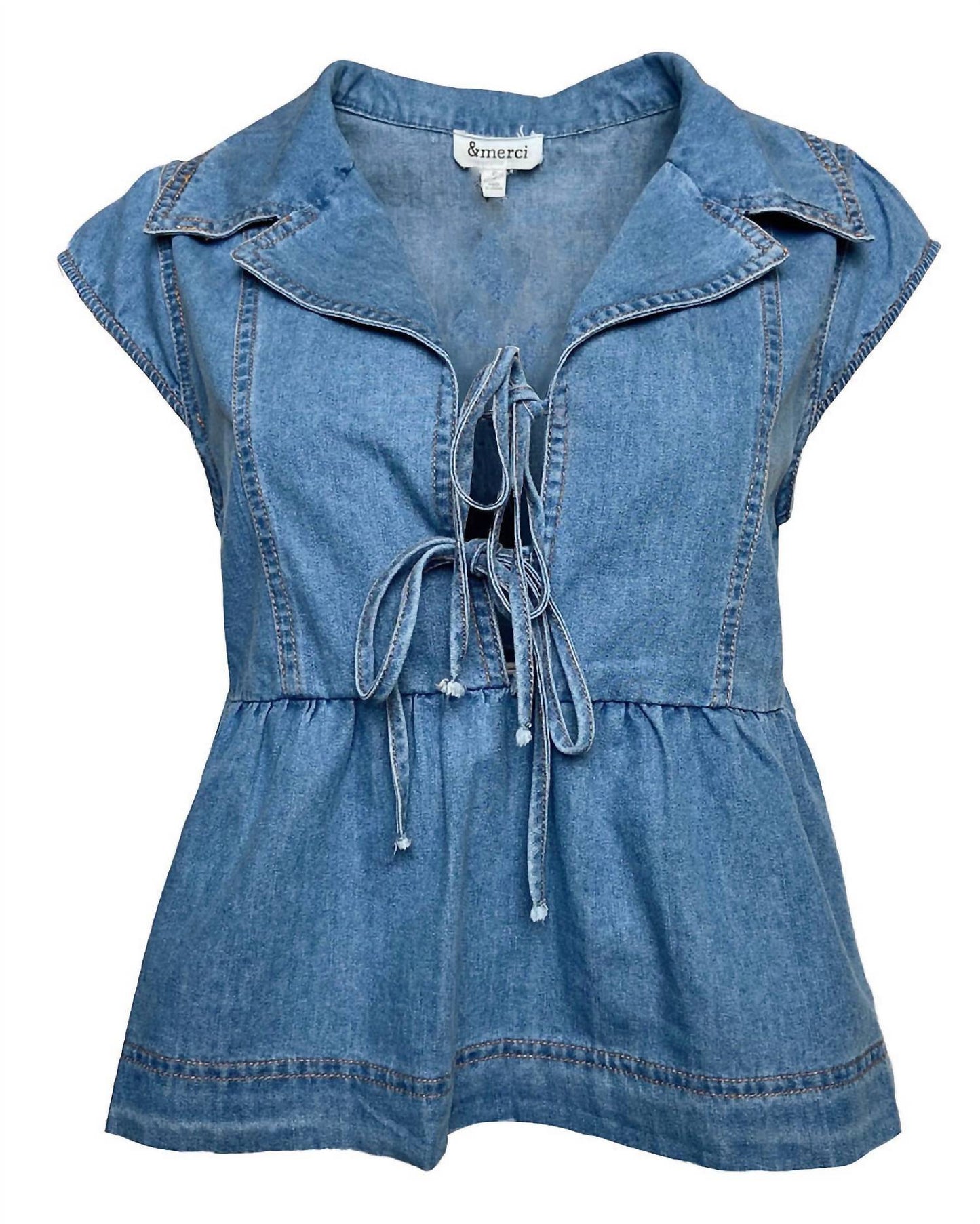 &Merci - Front Tie Cap Sleeve Top