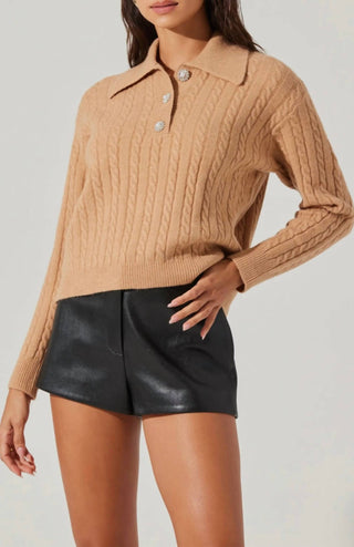 Astr - Cable Decor Button Sweater