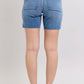 Judy Blue - Mid Rise Bermuda With Flap Pockets Denim Short