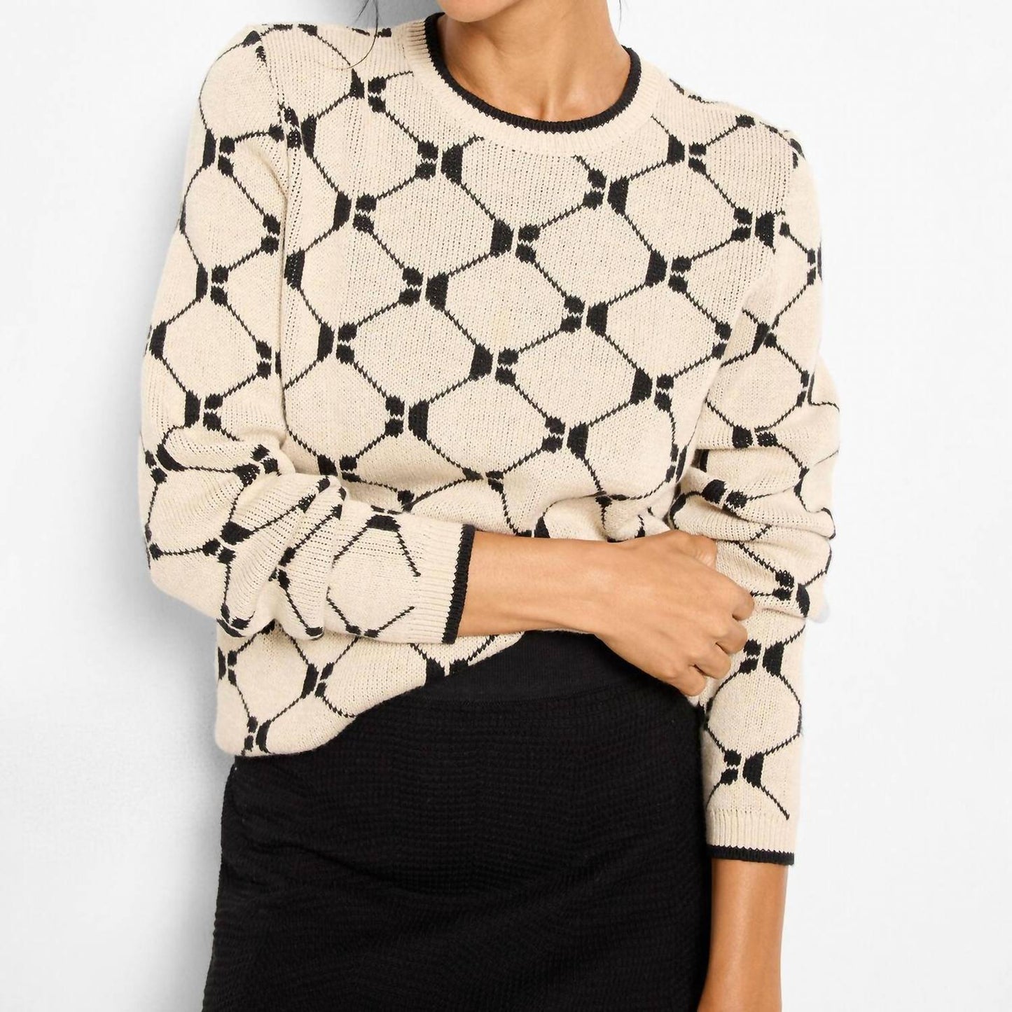 Nic + Zoe - Geo Argyle Doubleknit Sweater