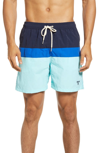 Mens Barbour Shore Colorblock Swim Trunks - Blue