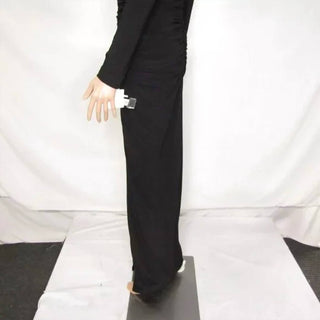 Betsy & Adam - Women's Stretch Ruched High Neck Long Gown