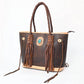 American Darling - Women's Braided Leather Turquoise Fringe Shoulder Tote Bag