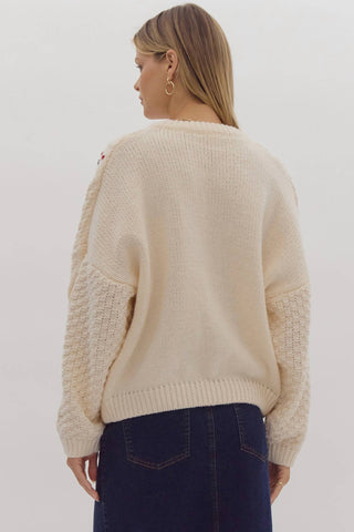 Entro - Cable Knit Round Neck Sweater