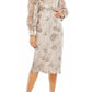 Mac Duggal - Embellished High Neck Illusion Long Sleeve Midi Dress