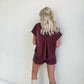 Klesis - Faux Leather Oversized Top And Shorts Set