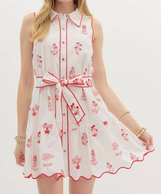 Entro - Flora Scallop Hem Mini Dress