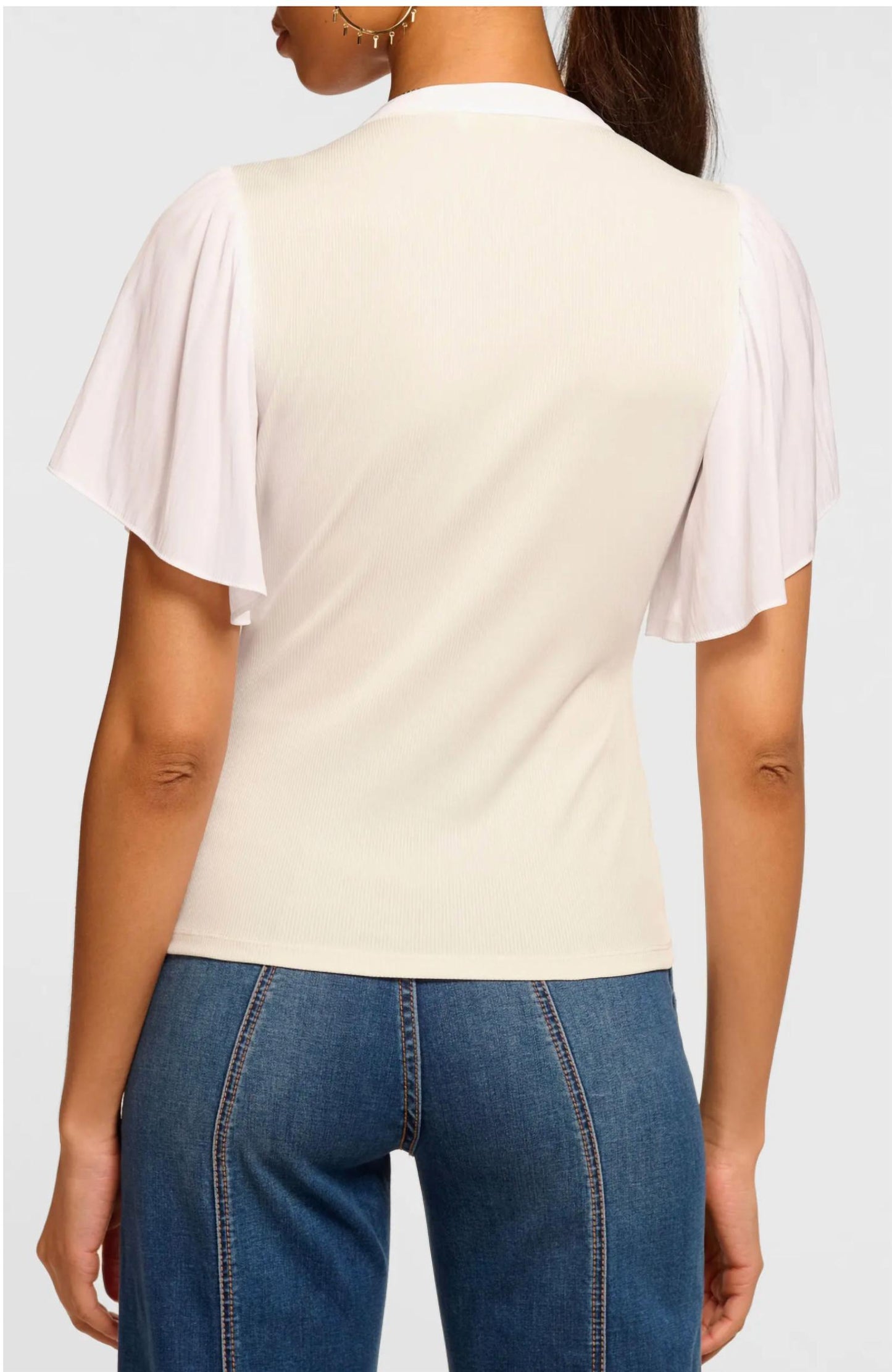 Ramy Brook - Colette Ribbed Combo Short Sleeve Top