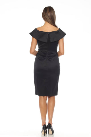 Joseph Ribkoff - Off-shoulder Pleated Faux Wrap Sheath Dress