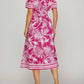 She + Sky - Short Sleeve Woven Tropical Print Midi Dress