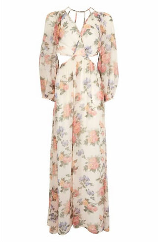 Topshop - Floral Print Textured Sheer Chiffon Maxi Dress