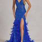 Nox Anabel - Fitted Feather Maxi Prom Dress