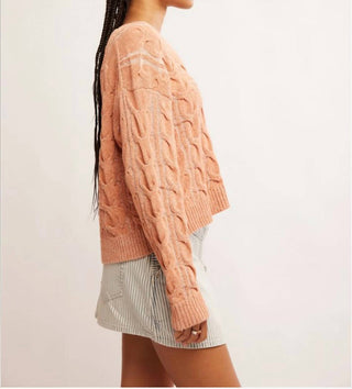 Free People - Washed Cable V-neck Sweater