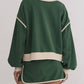 Entro - Solid Contrast Trim Long Sleeve Top
