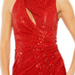 Ieena For Mac Duggal - High Neck Cutout Maxi Sequin Evening Dress