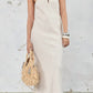 5Besties - Contrasting Cross Over Maxi Linen Dress