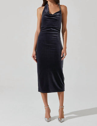 Astr - Eugenie Velvet Halter Midi Dress