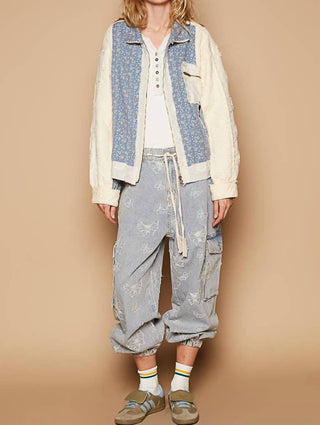 Pol - Contrast Floral Quilted Jacket