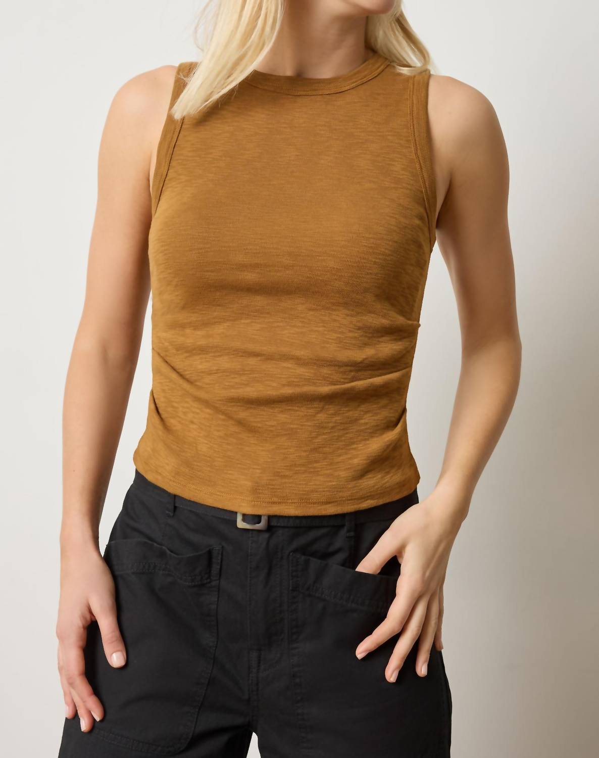 Lilla P - Rib Slub Side Pleat Tank Top