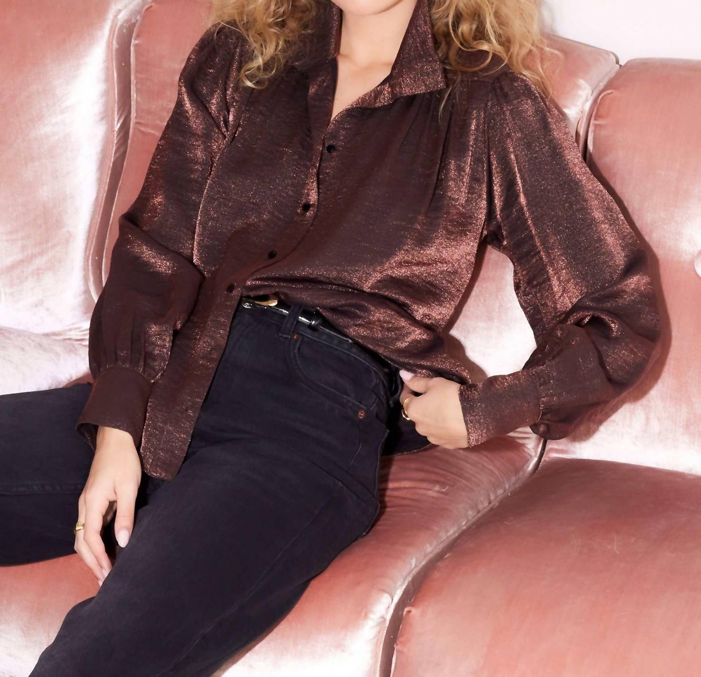 Fifteen Twenty - Sienna Button Front Shirred Blouse
