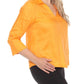 Joseph Ribkoff - Collared V-neck Quarter Sleeve Linen Top