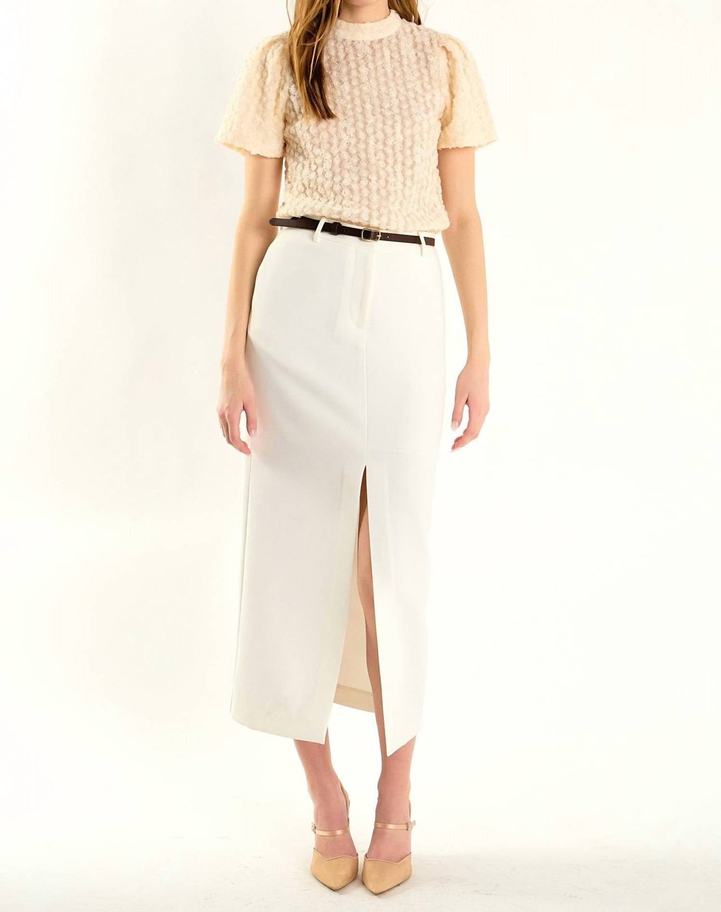 2.7 August Apparel - Textured Mock Neck Top