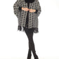 Oolala - Meander Pattern Real Fur Collar Fringe Cape