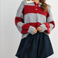 Buttermelon - Buttoned Striped Collared Long Sleeve Top