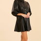 Dolce Cabo - Puff Sleeves Faux Leather Dress