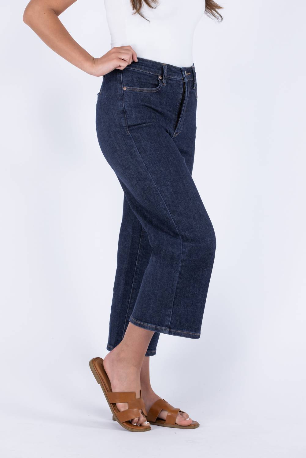 Judy Blue - Vintage Blues High-rise Tummy Control Crop Wide Leg Jeans