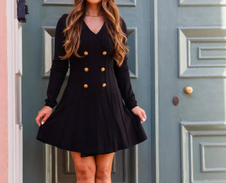 Adelyn Rae - Regina Double Breasted Knit Skater Dress