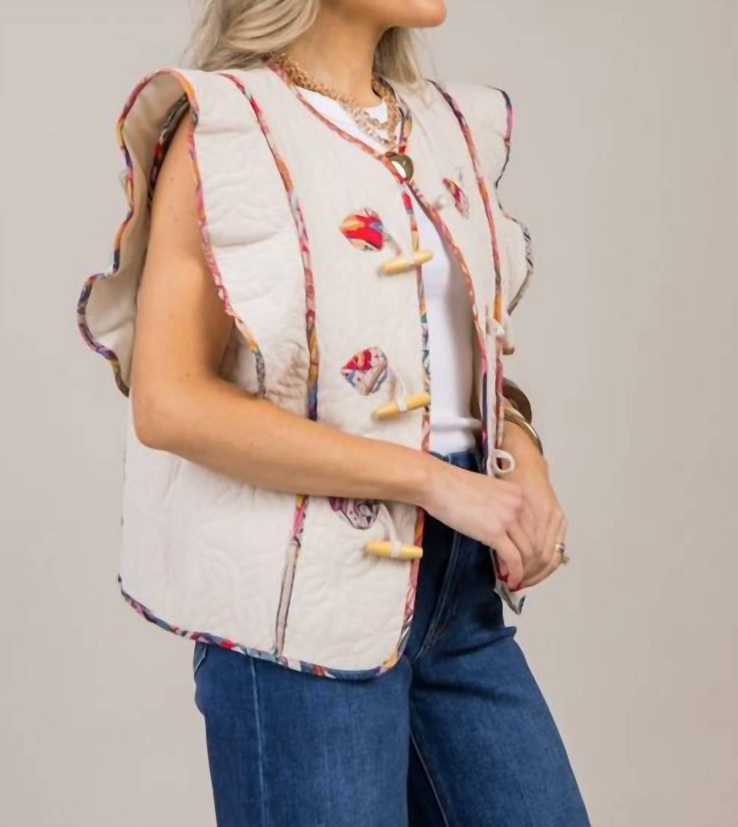 &Merci - Print Binding Quilted Vest